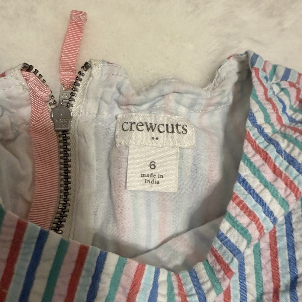 J Crew Cuts Girls Seersucker Multi Colors Striped Dress Size 6 - Picture 3 of 5